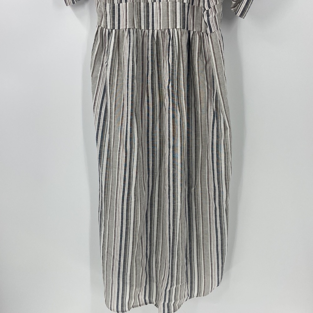 Linen blend sandy beach colors midi relaxed fit dress spring summer Small - Picture 3 of 10